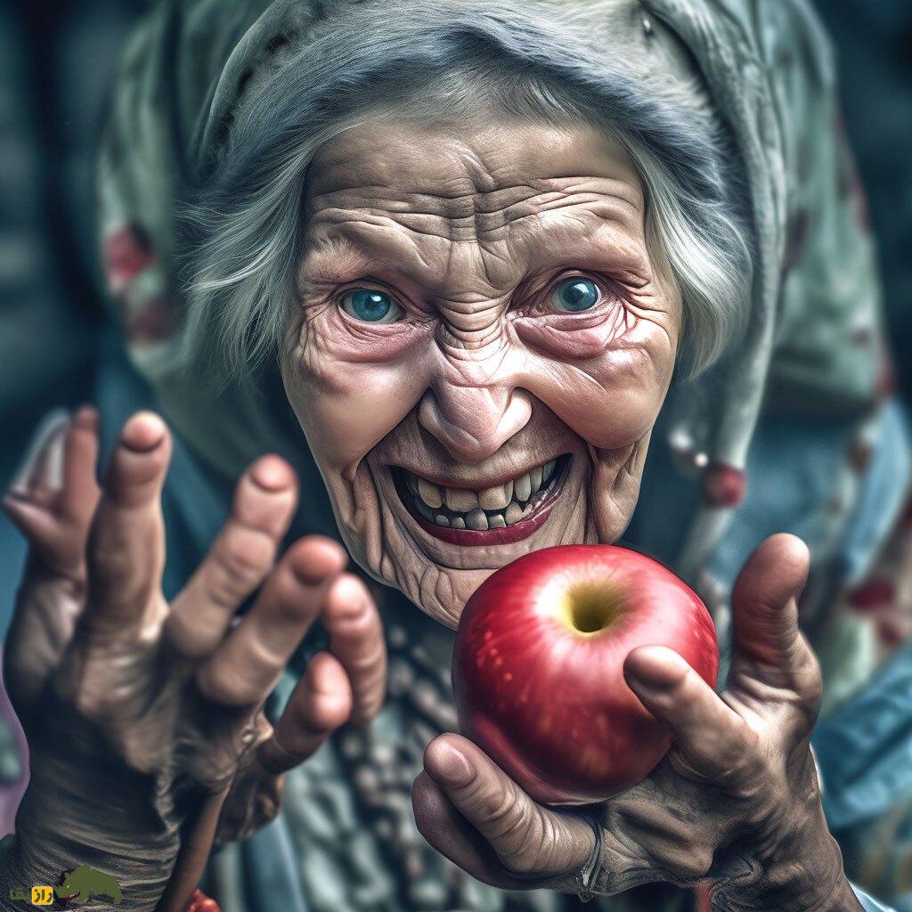 چهره یک پیرزن ترسناک