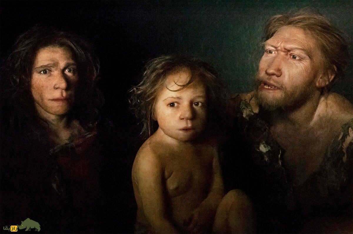 اسرار زندگی کودکان نئاندرتال؛ آنها در دنیای وحشی آن زمان چه میکردند؟ مادر و پدر و کودک نئاندرتال