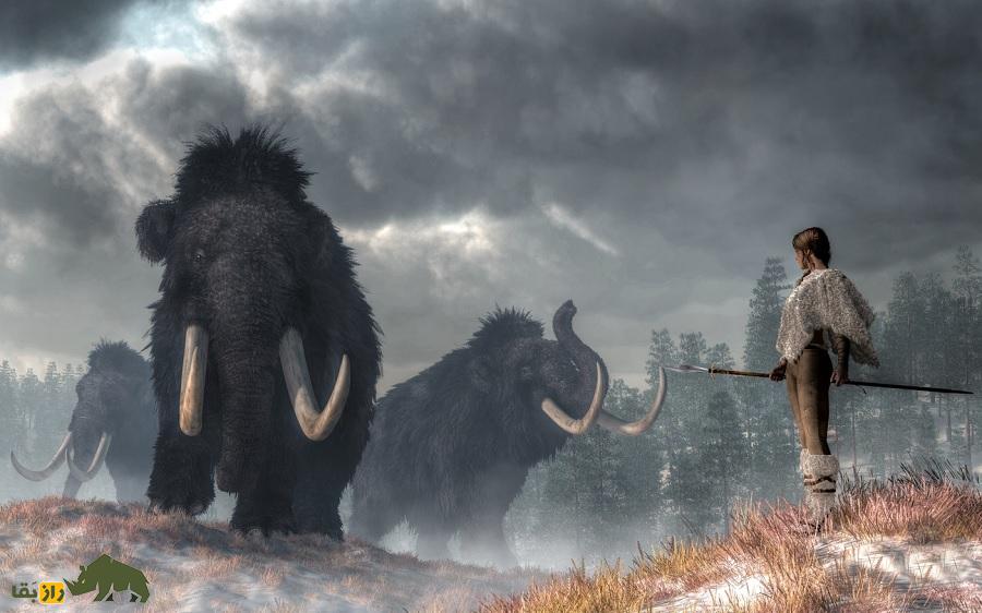 شکار زنان انسان های اولیه و ماموت