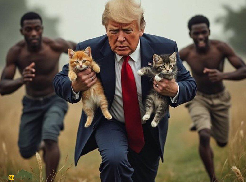 چرا همه جا پر از تصویر ترامپ با گربه و اردک شده است؟