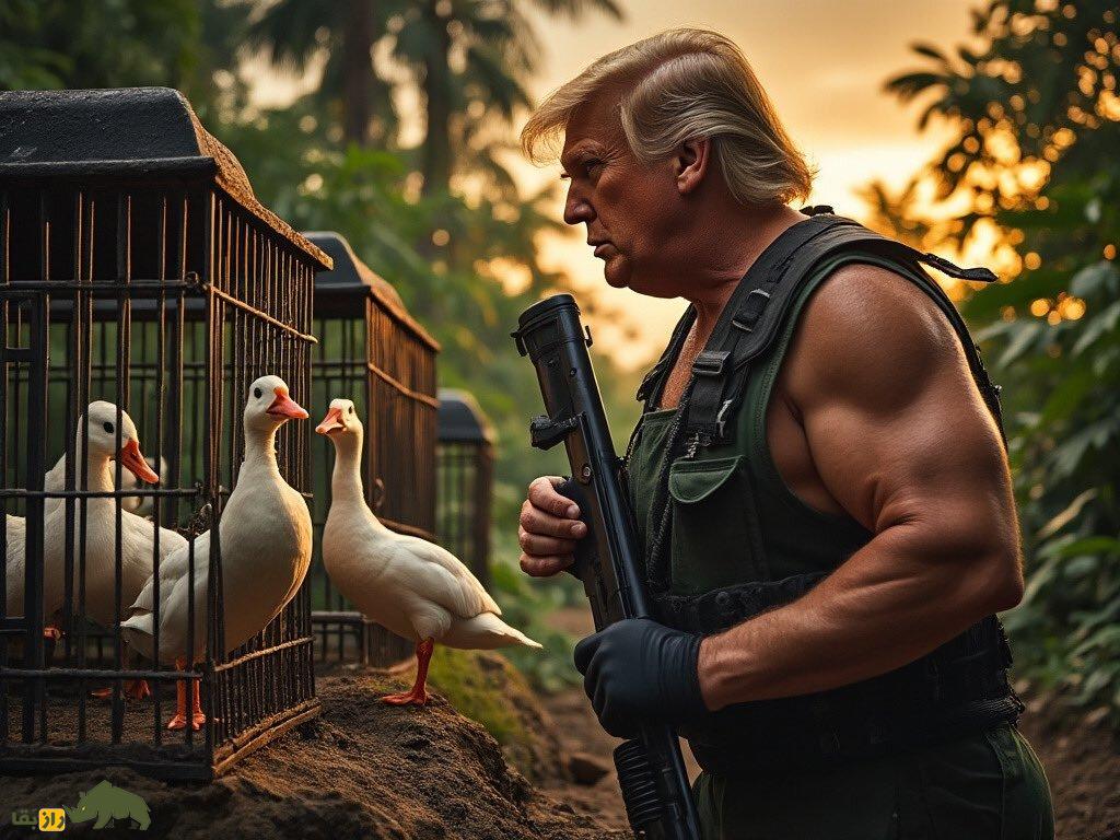 چرا همه جا پر از تصویر ترامپ با گربه و اردک شده است؟