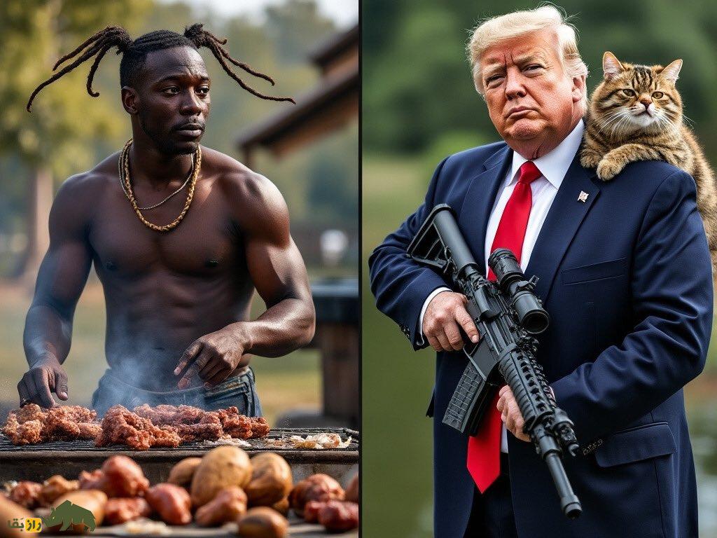 چرا همه جا پر از تصویر ترامپ با گربه و اردک شده است؟