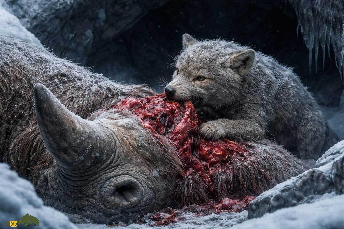 تحلیل ژنوم ۱۴۴۰۰ ساله از معده یک گرگ باستانی؛ چرا کرگدن‌های پشمالو ناپدید شدند؟