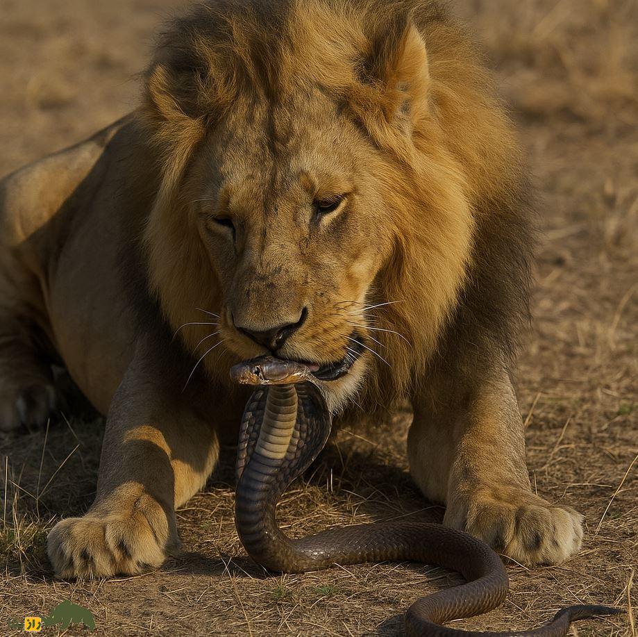 فیلمی تکان‌دهنده از نبرد سلطان جنگل با مار کبری آفریقایی؛ آخرین ضجه‌های شیر را ببینید!