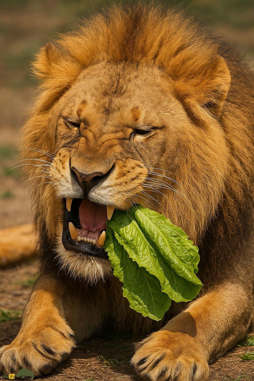 ویدئو | واکنش جالب شیر پس از خوردن کاهو؛ اگر سطان جنگل گیاهخوار بود چه میشد؟ یک شیر در حال خوردن کاهو