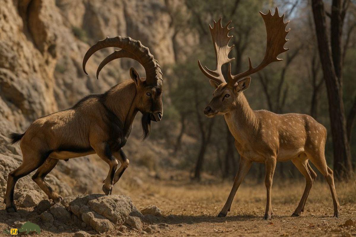 نبرد تن‌به‌تن بز کوهی ایرانی و گوزن زرد ایرانی؛ کدامیک برنده است؟