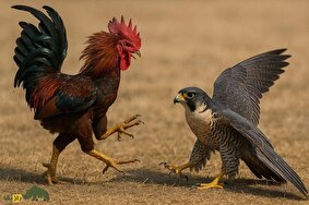 خروس لاری قویتر است یا شاهین بحری و اگر باهم مبارزه کنند کدامیک برنده میشود؟