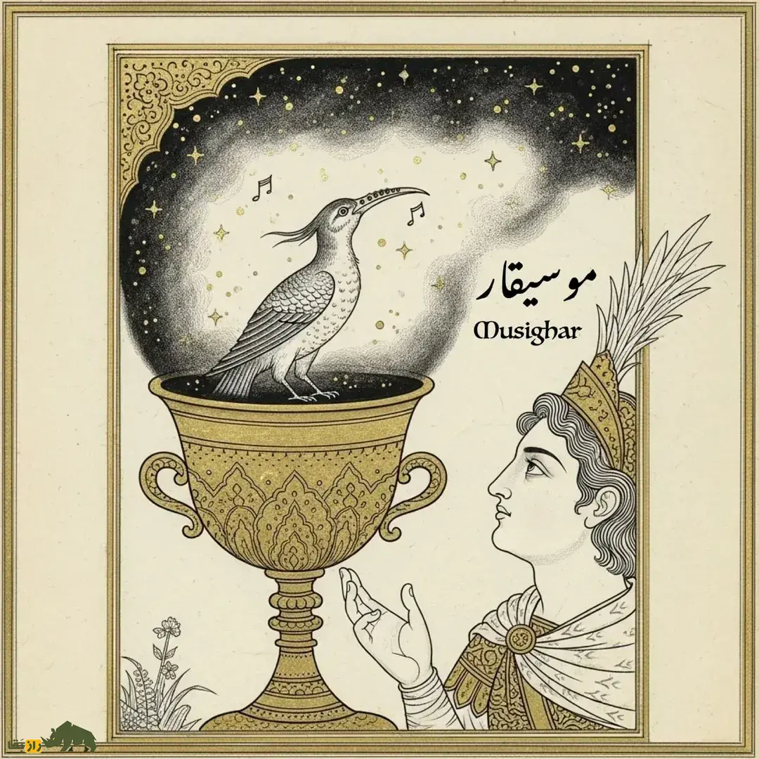 موسیقار؛ پرندهای با منقار دراز و هفت سوراخ که اسکندر عاشق آن بود و ساز «پنفلوت» با الهام از صدای آن ساخته شد موسیقار