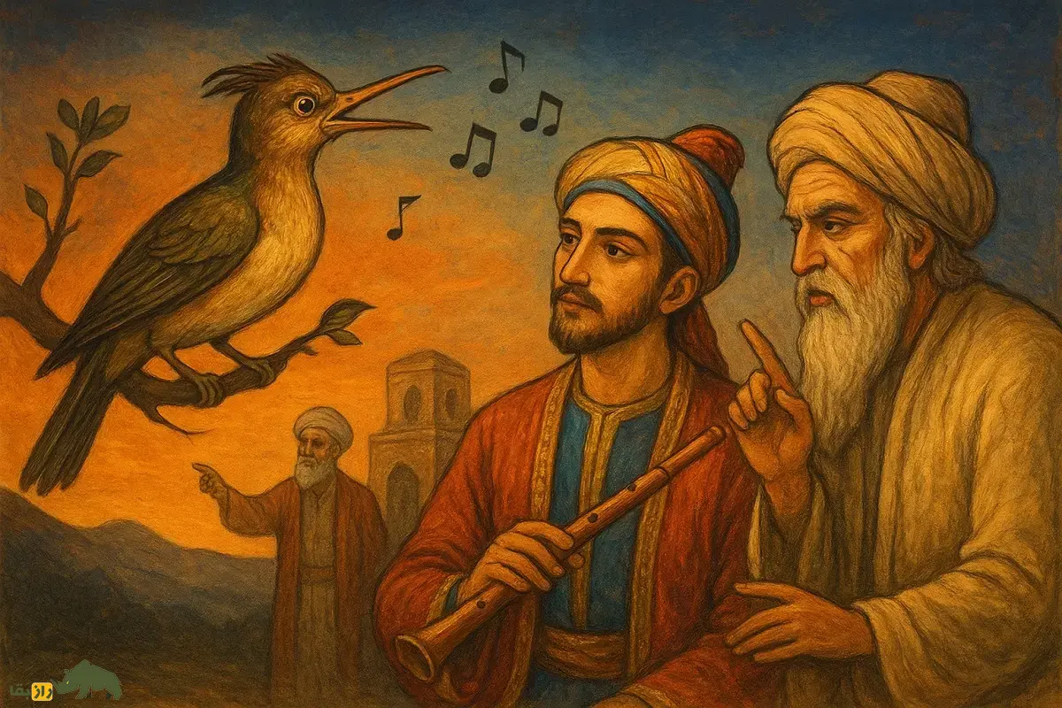 موسیقار؛ پرندهای با منقار دراز و هفت سوراخ که اسکندر عاشق آن بود و ساز «پنفلوت» با الهام از صدای آن ساخته شد موسیقار