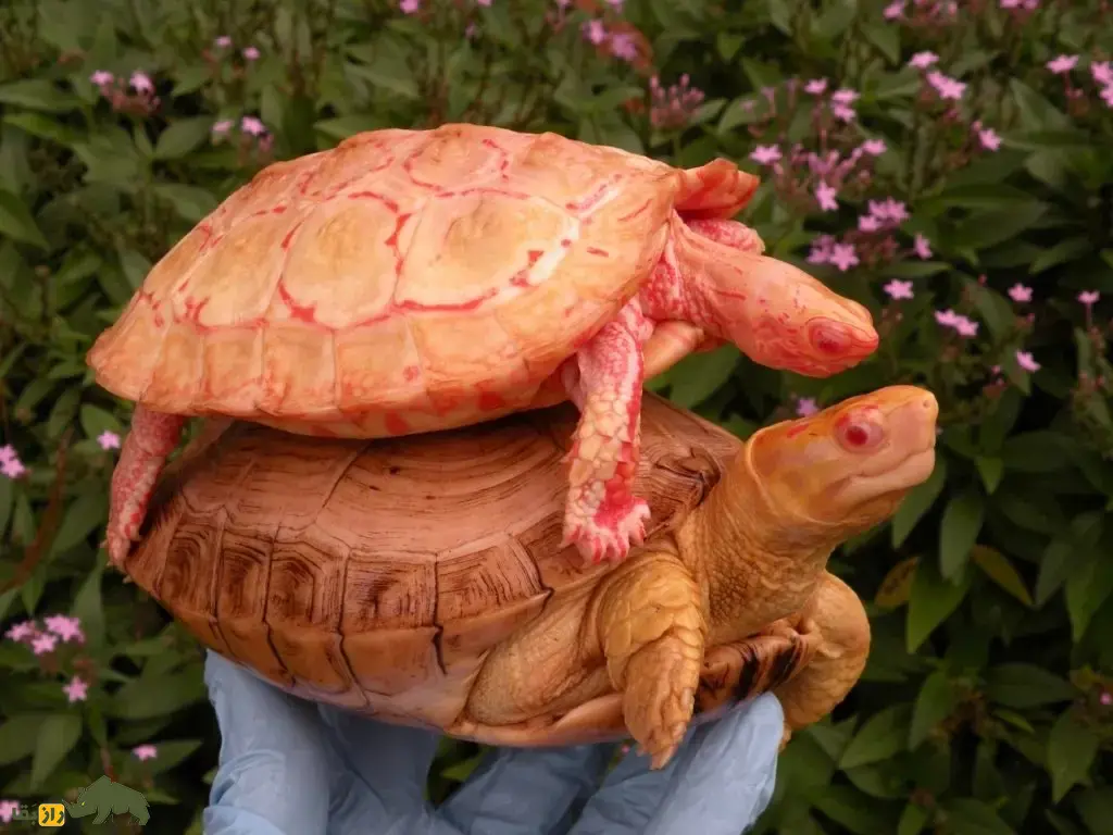 لاکپشت جنگلی آلبینو؛ لاکپشت بسیار کمیاب و ترسناک مبتلا به زالی که شبیه یک اژدهای آتشین است لاکپشت جنگلی آلبینو