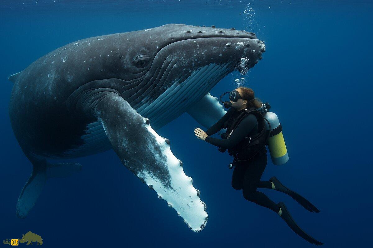 نهنگ گوژپشت زیست‌شناس دریایی را از حمله کوسه نجات داد