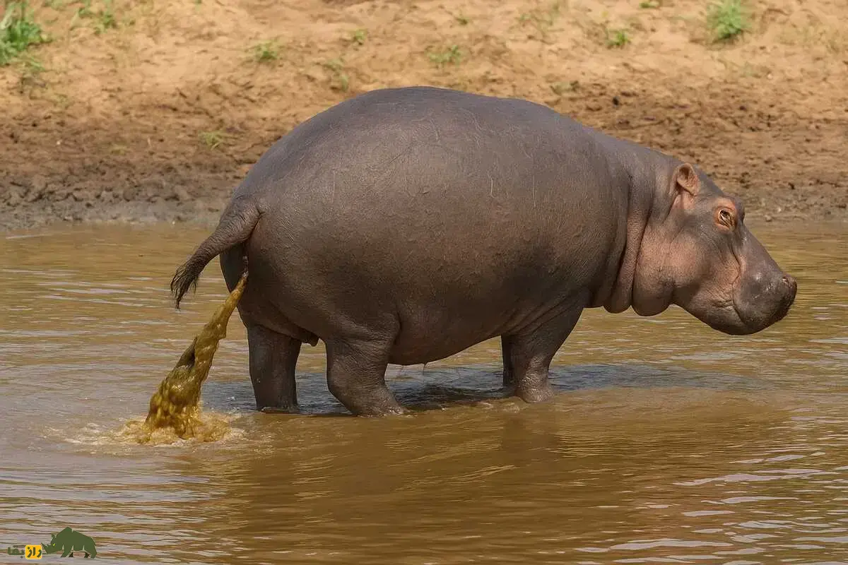 دوش اسب آبی؛ چرا اسب‌های آبی ادرار و مدفوع خود را به اطراف پخش می‌کنند؟