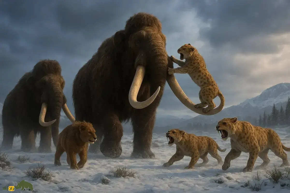 فیلمی ترسناک از نبرد ماموت‌های پشمالو در مقابل ببر‌های دندان خنجری در ۳۰۰ هزار سال پیش؛ کدام پیروز می‌شود؟
