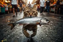 (ویدئو) گربه‌ای که در تایلند ماهی می‌دزدید توسط پلیس دستگیر شد!
