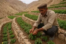 کشت تاقچه‌ای؛ ابتکار کشاورزان کهگیلویه که توانستند در دل کوه سخت و سنگی، گوجه، بادمجان و سبزی پرورش دهند